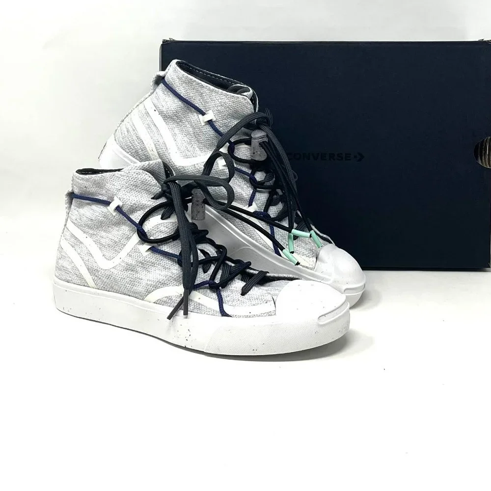 💖MEGA SALE💖Converse Jack Purcell Rally Mid White Gray Shoes Women  170947C